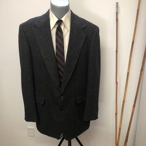 tweed mens 42L LONG blazer sportcoat jacket gray